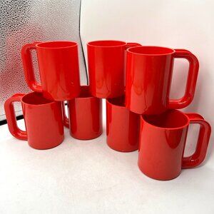 Vignelli Heller MaxiMugs, Red Set of Heller Mugs, 1970s Italian Plastic Stackabl